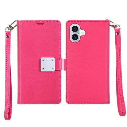 For Apple iPhone 17 (6.3") Wallet Case with ID/ Card Holder, Wristlet Strap, Magnetic TPU Protective Shockproof Folio Flip Case Cover