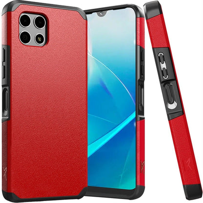 For TCL Revvl 7 5G Slim Tough Shockproof Hybrid with Dual Layer Hard PC + TPU Protection, Armor for Strong Drop & Impact Resistance Case Cover Red