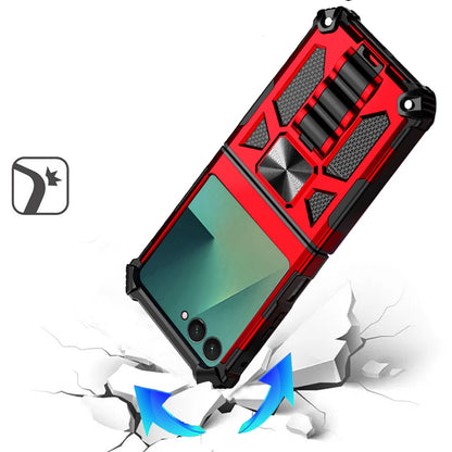 For Samsung Galaxy Z Flip 7 Hybrid Shockproof [Military Grade] Rugged Protective with Magnetic Car Mount & Invisible Stand Case Cover