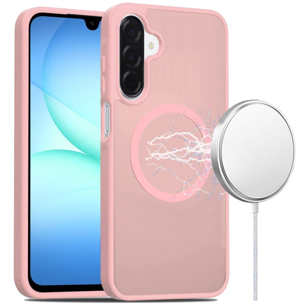 For Samsung Galaxy A17 5G MagSafe Compatible Case Hybrid Soft TPU Bumper Hard Translucent Matte Back Slim Shockproof Case Cover Light Pink