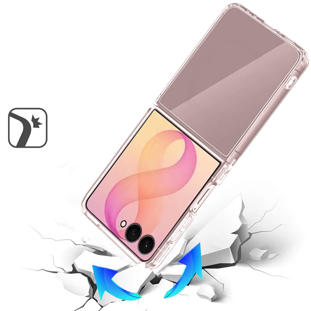 Phone Case for Samsung Galaxy Z Flip 8 Transparent Hybrid Hard PC Soft TPU Slim Fit Shock Absorbing Reinforced Bumper Protective Frame Cover Clear