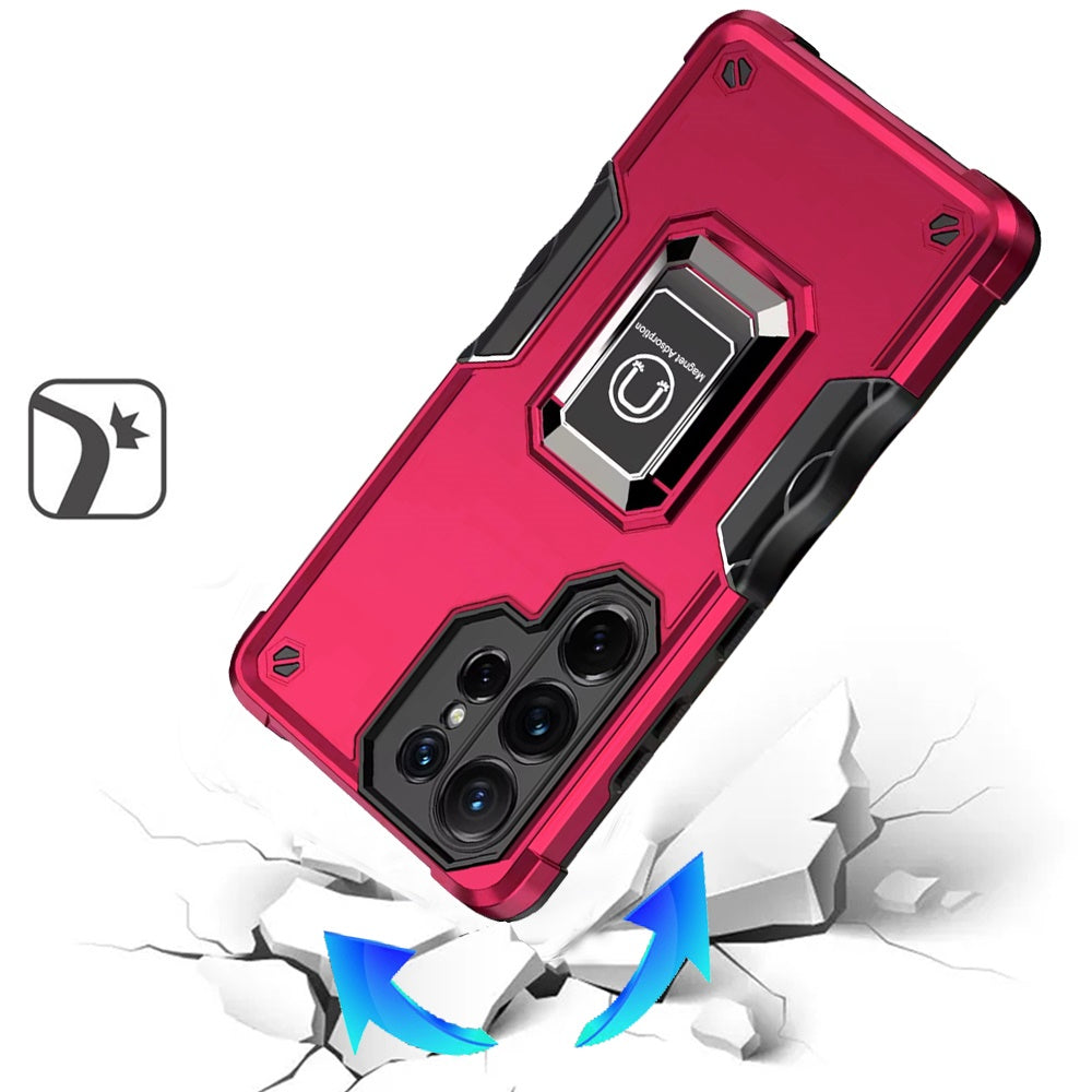 For Samsung Galaxy S26 Ultra Hybrid Stand Magnetic Ring Holder Kickstand Heavy Duty Rugged Drop Silicone & Hard PC Shockproof Case Cover