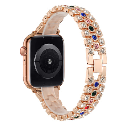 Watch Band for Apple Watch 38/40/41mm, Series 1-8 & SE Chrome Metal Link Adjustable Strap Rhinestone Bling Diamonds Decor Secure Fit & Durable Gold