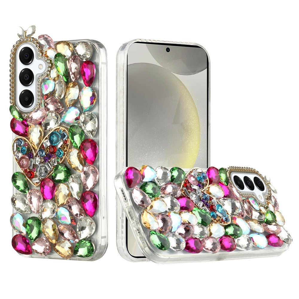 For Samsung Galaxy S25 /S24 Bling Crystal 3D Full Diamonds Luxury Sparkle Rhinestone Hybrid Protective Case Cover