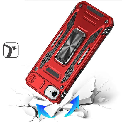 For Apple iPhone 17E /16E Tough Hybrid Case with Movable Camera Window & Metal Ring Stand Shockproof Case Cover