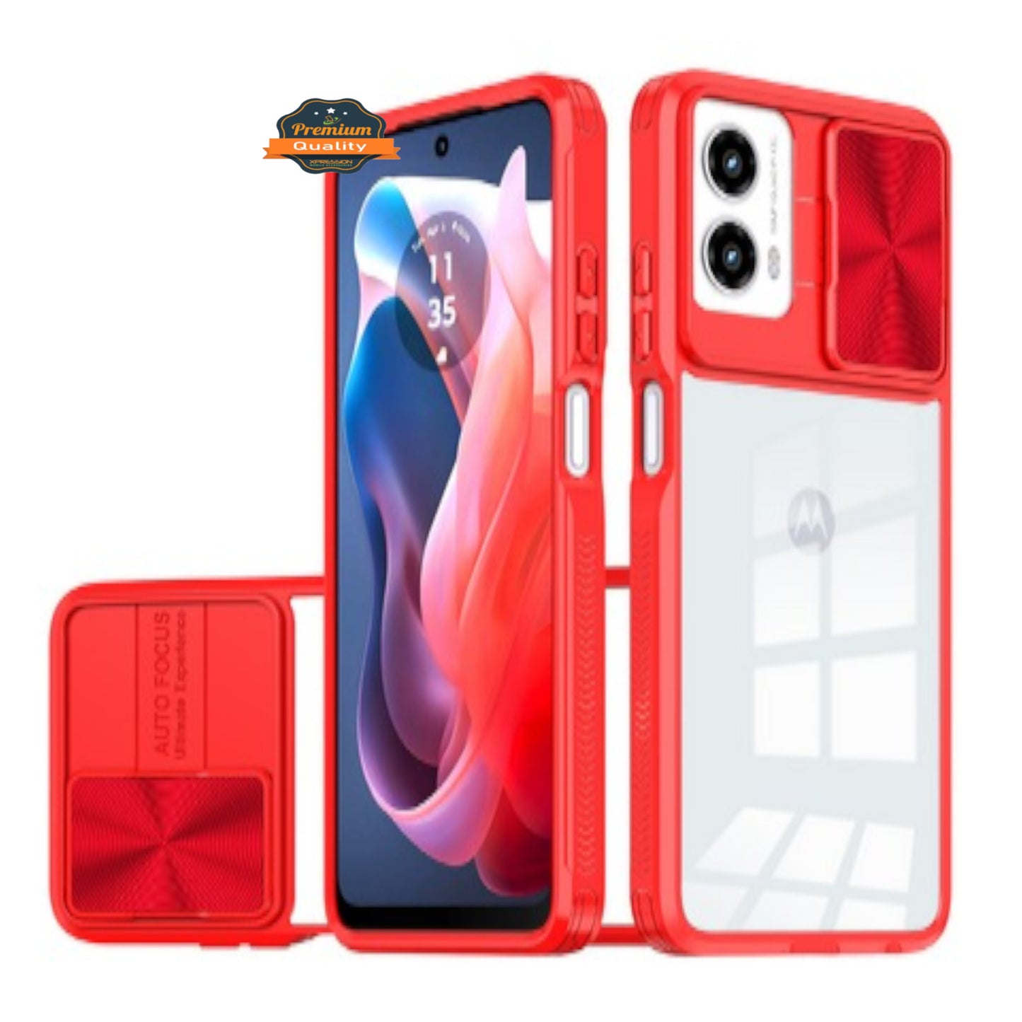 For Motorola Moto G 5G 2026 / Moto G Play 2026 Hybrid Slim Case with Slide Camera Protector, Shockproof TPU Clear Back & Color Frame Bumper Case Cover