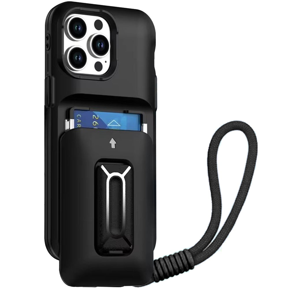 For Apple iPhone 13 Pro Max Wallet Case with 2- Credit Card Holder, Wrist Strap & Kickstand Hybrid Shockproof TPU Case Cover