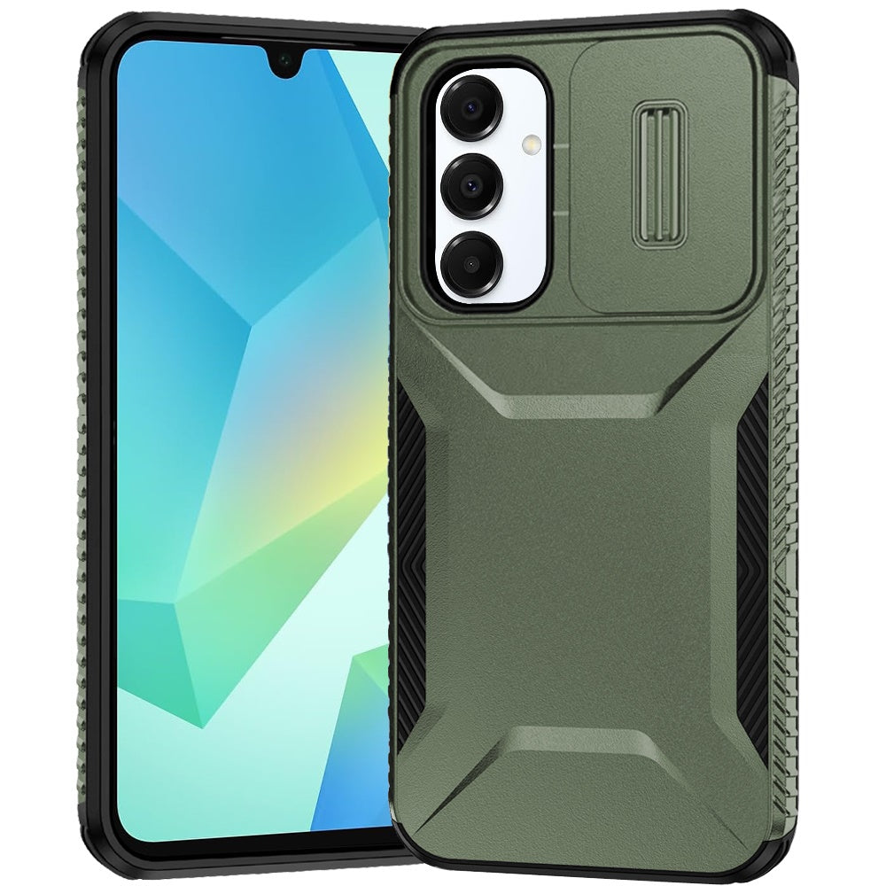 For Apple iPhone 13 (6.1") Slim Fit Shockproof Hybrid with Slide Camera Window Covering, Rugged Tpu Silicone Hard PC Bumper Case Cover