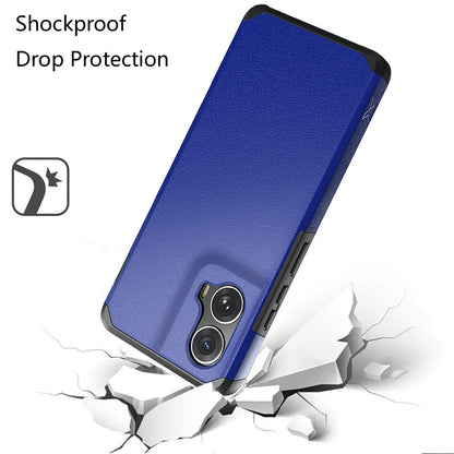 Phone Case for Motorola Edge 2024 Slim Tough Shockproof Heavy Duty Hybrid Armor Anti Slip Durable Grip Dual Layer TPU Protective Hard Shell Cover Blue