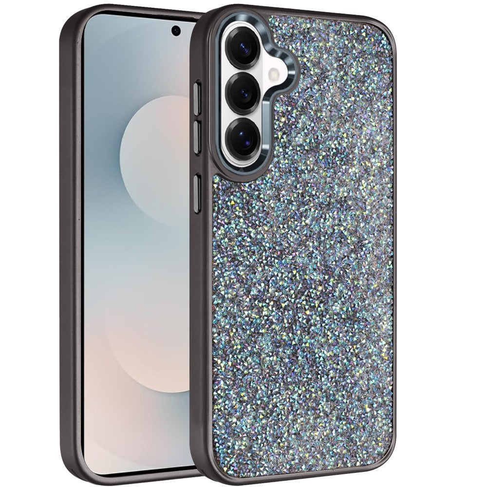 For Samsung Galaxy S26 Crystal Sparkle Diamond Glass Full Mini Glitter Bling Frame TPU Hybrid Protective Case Cover