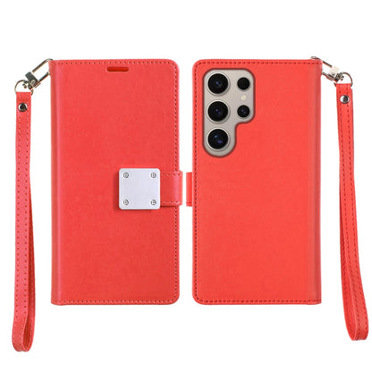 For Samsung Galaxy S25 Ultra Wallet Cases PU Leather with Credit Card /ID /Cash Holder Slot Dual Flip Book Pouch, Stand and Strap Case Cover