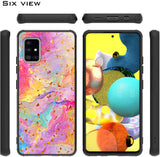 For Apple iPhone 15 Plus (6.7") Marble Fashion Stylish Flake Glitter Bling Hybrid Glossy TPU Rubber Hard PC Protection Marble Colorful Rainbow Phone Case Cover