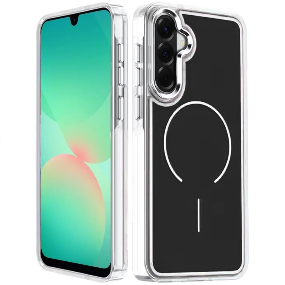 Phone Case for Samsung Galaxy A27 Metallic Transparent Magnetic Magsafe Compatible Shockproof Hybrid TPU Durable Clear Protective Grip Cover