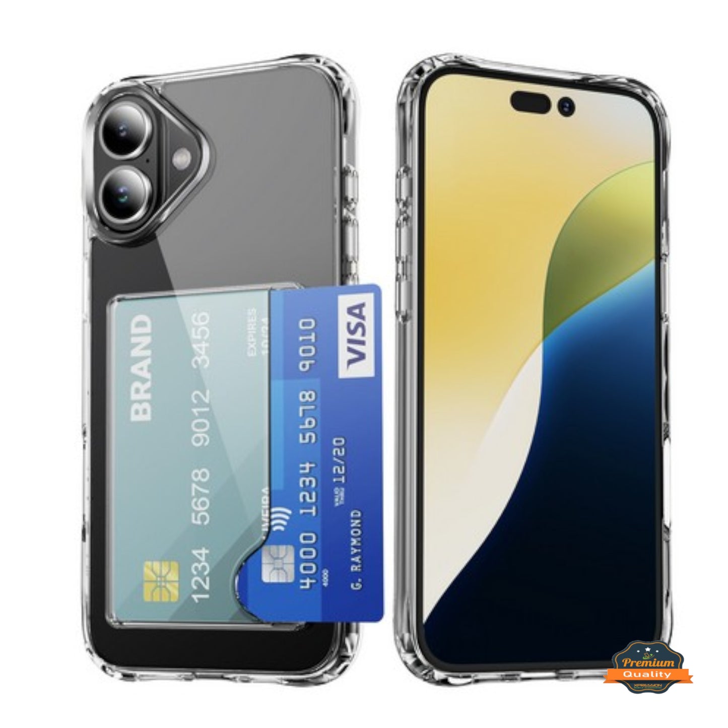 For Apple iPhone 17 AIR Acrylic TPU Clear Case Hold 2 Credit Card Slots, Slim Protective Wallet Cover Silicone Hybrid Case Cover Clear