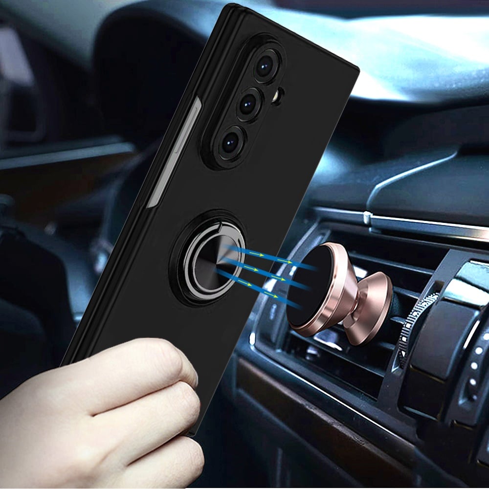 Phone Case for Samsung Galaxy Z Fold 8 Ultra Invisible Ring Stand Shockproof Anti Slip Durable Grip Protective Hybrid Fit Magnetic Car Mount Holder Cover Black