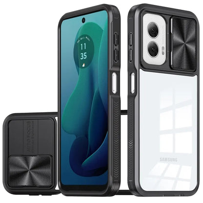 Standard for Motorola Moto G Stylus 5G 2024 Motorola Moto G Stylus 5G 2024 Hybrid Cases with Sliding Camera Cover Transparent Back Slim Shockproof Bumper TPU Protective Cover