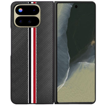 Phone Case for Google Pixel 11 Pro Fold Velvet Fabric Vegan PU Leather Slim Fit Hybrid Protective Shell Shockproof Design Cover Black