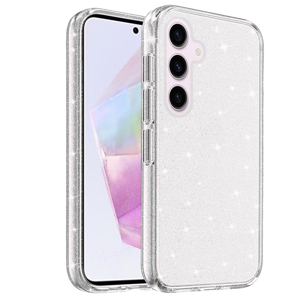 Phone Case for Samsung Galaxy A56 / A36 Glitter Transparent Shockproof Thick Clear Hybrid Slim Fit Heavy Duty 3mm TPU Protective Bumper Cover Clear