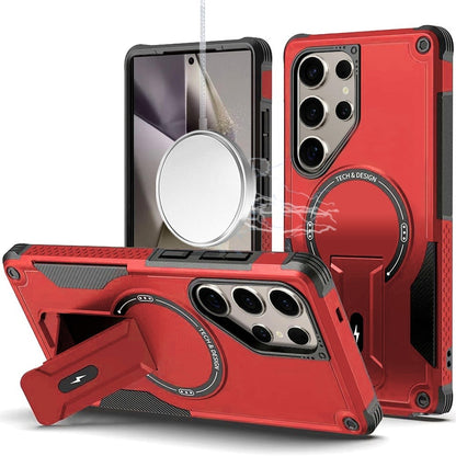 Magnetic Kickstand Rugged Shockproof Armor Grip Anti Slip Heavy Duty Protective Matte Stand Hybrid