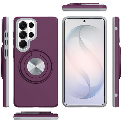Phone Case for Samsung Galaxy S26 Ultra Shockproof Magnetic Ring Stand Rotating CarMount Hybrid Metal Matte Finish AntiSlip Grip Kickstand Cover Purple