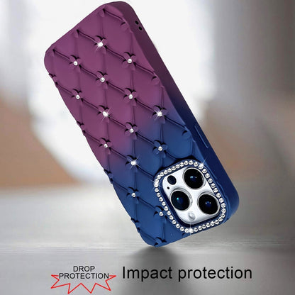 For Apple iPhone 13 Pro Fashion Flower Design Sparkle Glitter Shimmer Rhinestone Bling Floral Accents, Leather Texture TPU Case Cover Light Pink/Light Purple