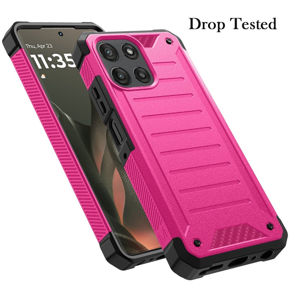 Phone Case for Motorola Edge 2026 Premium Tough Lined Hybrid Hard PC Soft TPU Dual Layer Rugged Armor Shock Absorbing Reinforced Corners Cover Pink