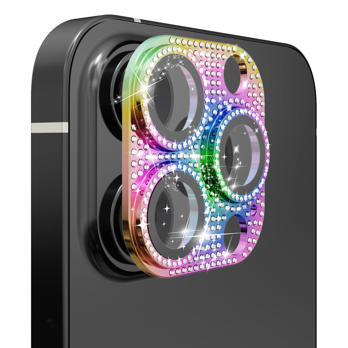 For Apple iPhone 16 (6.1") Camera Lens Full Tempered Glass With Diamond Bling Glitter Rhinestone Lens Protective Case Cover