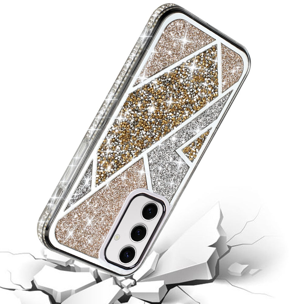 For Samsung Galaxy S25 /S24 Cute Fancy Fashion Glitter Bling Case - Diamond Rhinestone Sparkly Hybrid Rugged TPU Bumper Case Cover