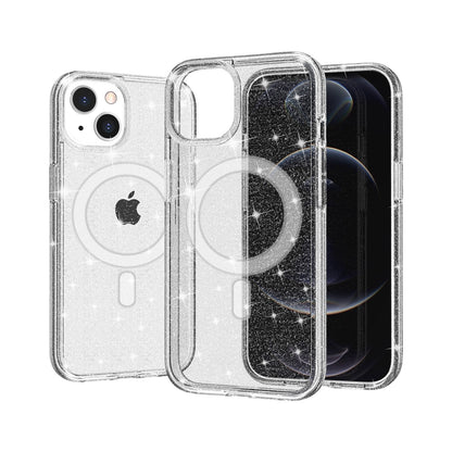 For iPhone 12 / iPhone 12 Pro (6.1") MagSafe Compatible Glitter Sparkle Bling Hybrid Case with Magnetic Circle, Slim TPU & Hard PC Frame Case Cover Pink