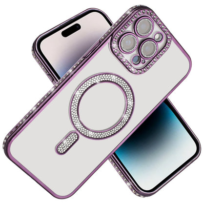 For Apple iPhone 16 Pro Max Bling Case with Diamond Magnetic Circle, Transparent Slim Shockproof Hybrid Slim Fit Case Cover