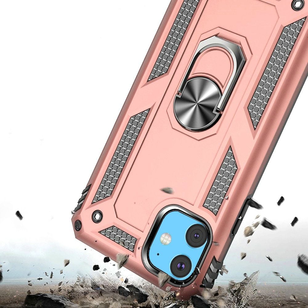 For Apple iPhone 11 Hybrid Shockproof Durable 360 Degree Rotatable Ring Stand Holder Kickstand Fit Magnetic Car Mount Case Cover Rose Gold