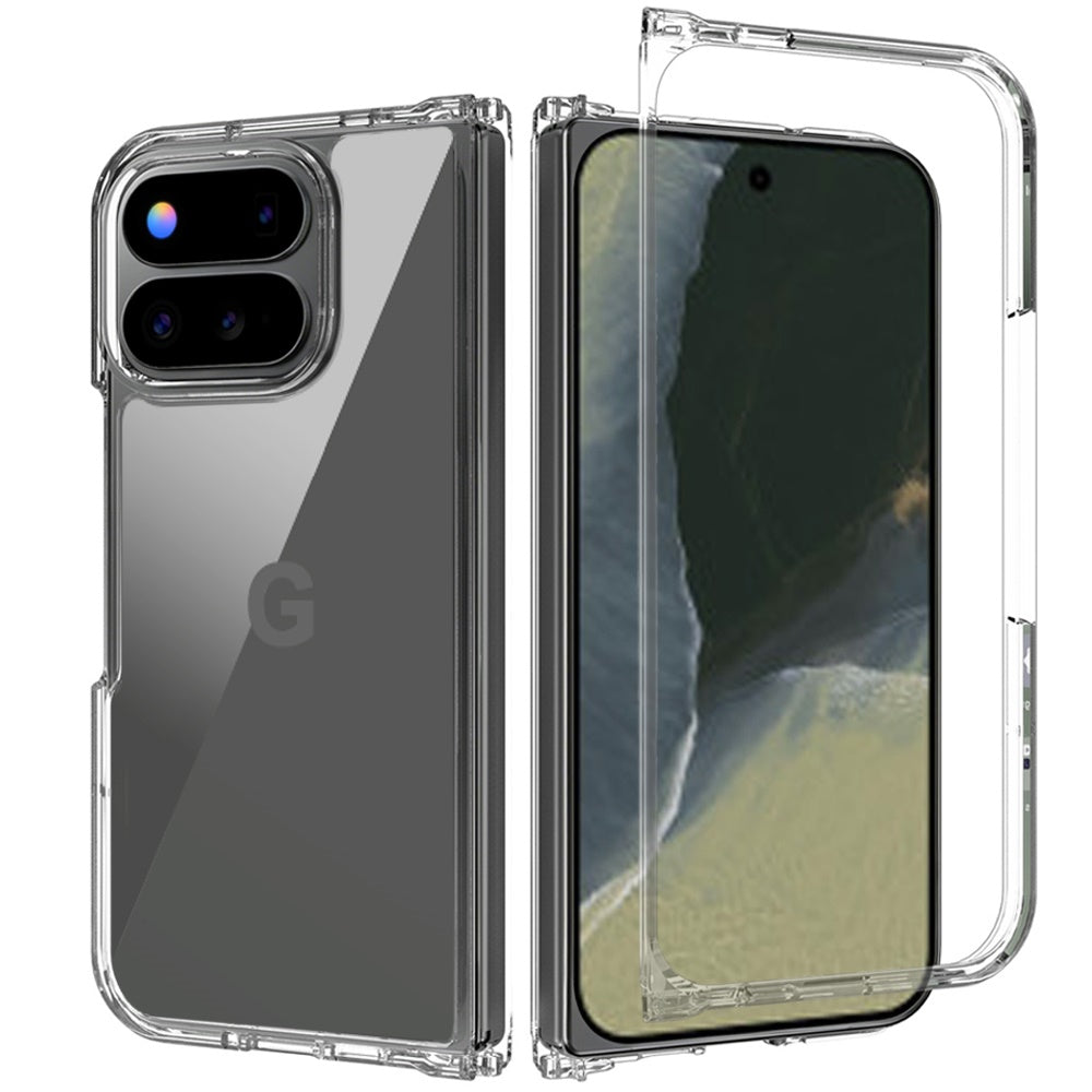 Phone Case for Google Pixel 11 Pro Fold Transparent Hybrid Hard PC Soft TPU Slim Fit Shock Absorbing Reinforced Bumper Protective Frame Cover Clear