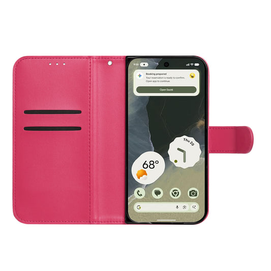 Phone Case for Google Pixel 11 Pro Fold Leather Wallet Folio Credit Card Holder with Magnetic Closure Wrist Strap Classic Flip Design Storage Slots Cover Pink