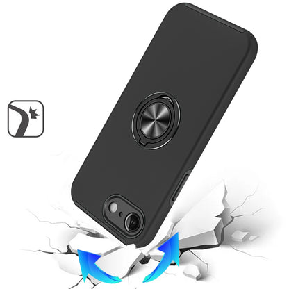 For Apple iPhone 17E /16E Hybrid 360 Degree Rotatable Metal Invisible Ring Stand Holder Slim Fit Magnetic Car Mount Shockproof Case Cover