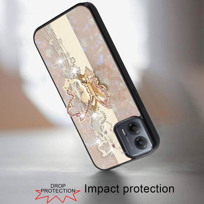 For Motorola Razr 2025 /2024 Diamonds 3D Butterfly Bling Sparkly Glitter Ornaments Engraving Hybrid with Stand Fashion Case Cover Enchanted Butterfly Gold