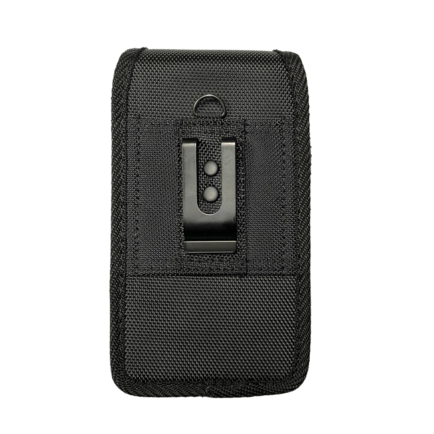 For Apple iPhone 16 Pro (6.3") Pouch Case Universal Vertical Canvas Built in Credit Card ID Slot and Belt Clip Loop Holster Cell Phone Holder Cover [Black]