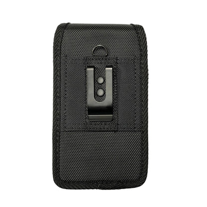 For Apple iPhone 16 Pro (6.3") Pouch Case Universal Vertical Canvas Built in Credit Card ID Slot and Belt Clip Loop Holster Cell Phone Holder Cover [Black]