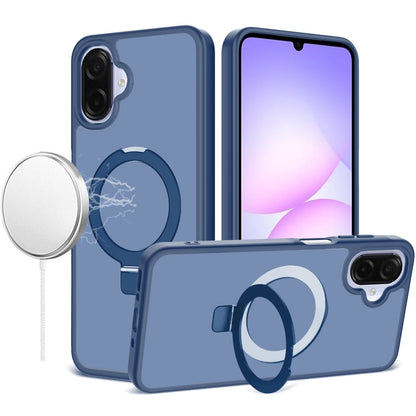 Phone Case for Samsung Galaxy A08 4G, A07 5G, A07 4G Magnetic Ring Stand Full Rotation Matte Shockproof Grip Anti Slip Durable Camera Protection Hybrid Cover