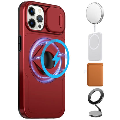 For Apple iPhone 13 Pro Max Full Coverage with Camera Window, Magnetic Circle, Rotatable Ring Stand, MagSafe Compatible, Shockproof Hybrid Protectiv Case Cover