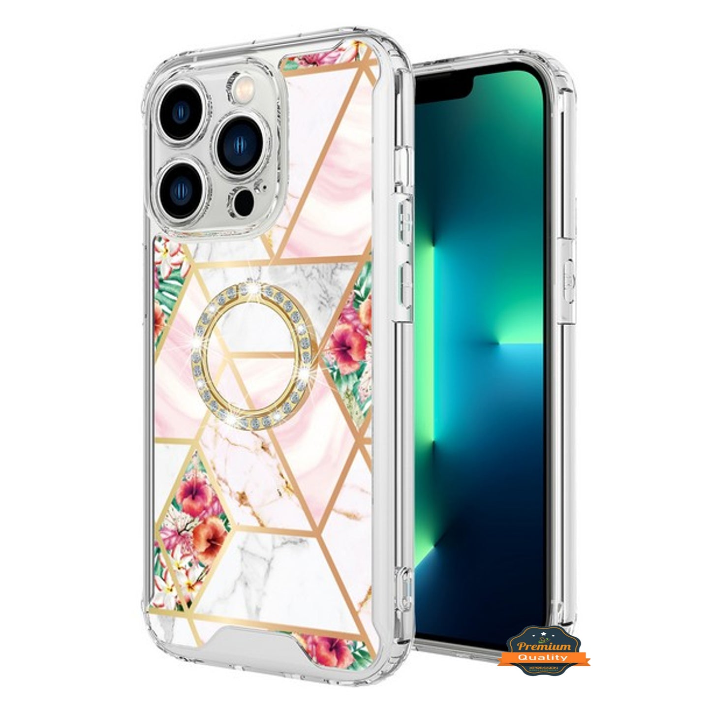 For Apple iPhone 16e /iPhone SE4 Fashion Design Bling Diamond Hybrid Protective Case, Ring Kickstand Hard PC + TPU Case Cover