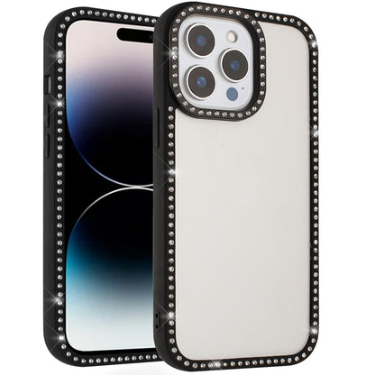 For Samsung Galaxy S25 Ultra Diamond Full Rhinestone Clear Hybrid Protective, Sparkly Bling Transparent Shockproof Bumper All Around Case Cover Black