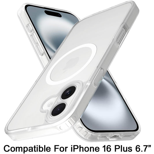 Phone Case for Apple iPhone 16 Plus Magnetic Matte Hybrid Shockproof Smooth Grip Durable Camera Protection Anti-Slip Soft Touch Armor Cover Clear