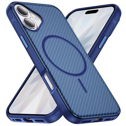 For Apple iPhone 17 (6.3") Thick Carbon Design Magnetic Hybrid Drop Protection with Metallic Buttons & MagSafe Compatible Case Cover Purple