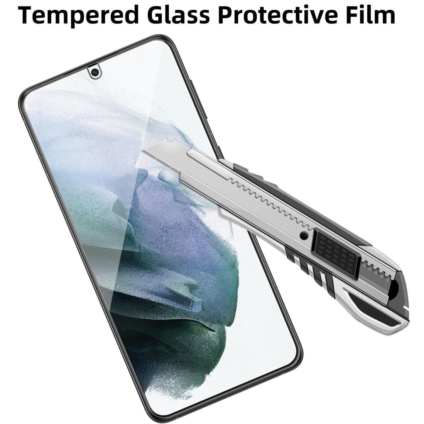 For Samsung Galaxy S21 Tempered Glass Screen Protector Supports Fingerprint Recognition, Case-Friendly, HD Clarity Protector Clear Black