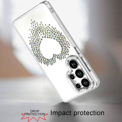 For Samsung Galaxy S25 Ultra Angel Hearts Bling Glitter Diamond Hybrid TPU Cover, Colorful Frame Shockproof Protective Back Case Cover
