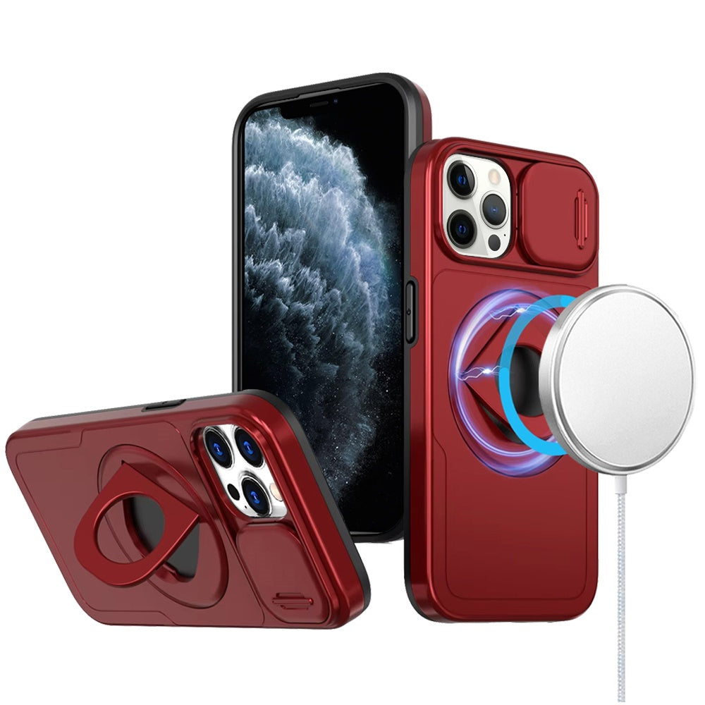 For Apple iPhone 16 Pro Max (6.9") Full Coverage with Camera Window, Magnetic Circle, Rotatable Ring Stand, MagSafe Compatible, Shockproof Hybrid Protectiv Case Cover