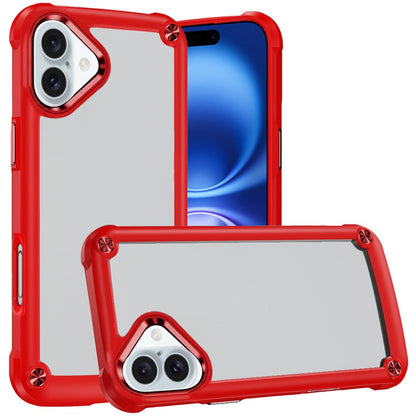 For Apple iPhone 17 Hybrid Transparent Rubber with Metal Buttons & Camera Edges Hard TPU Corner Frame Bumper Case Cover
