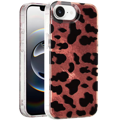 For Apple iPhone 16e Glitter Leopard, Fashion Design Animal Skin Print Slim IMD TPU Dual Layer Shockproof Protective Case Cover