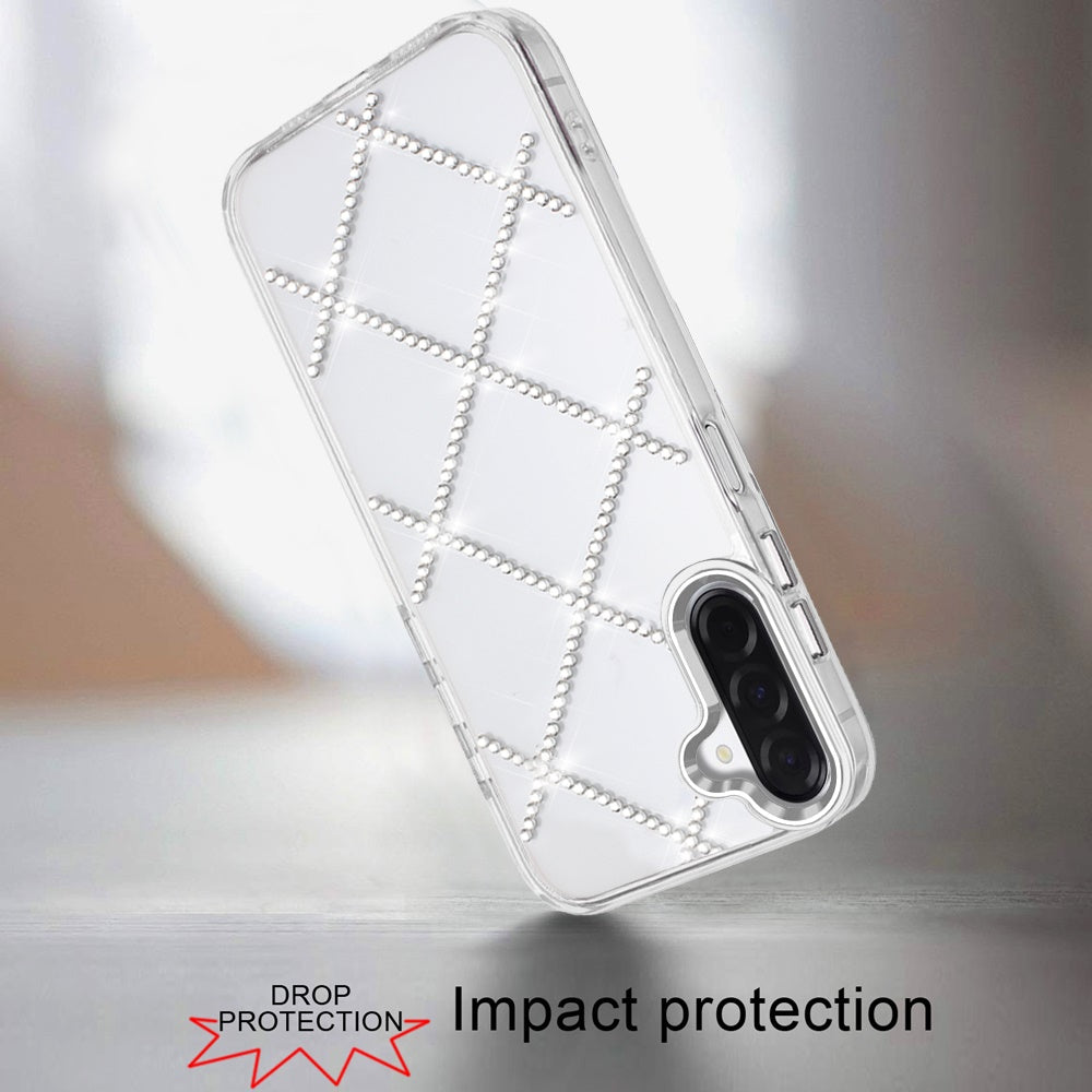 For Samsung Galaxy A17 5G Gem Glitter Diamond Bling Clear Hybrid TPU Cover, Colorful Shockproof Protective Back, Slim Fit for Women Girls Case Cover