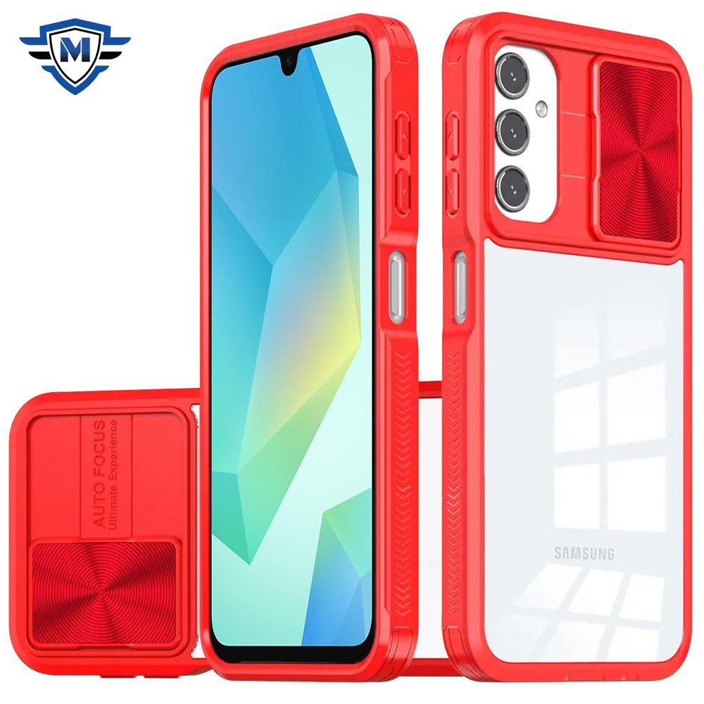 For Samsung Galaxy A16 5G Premium Hybrid Slim Case with Slide Camera Protector, Transparent Back Colorful Frame Bumper Case Cover